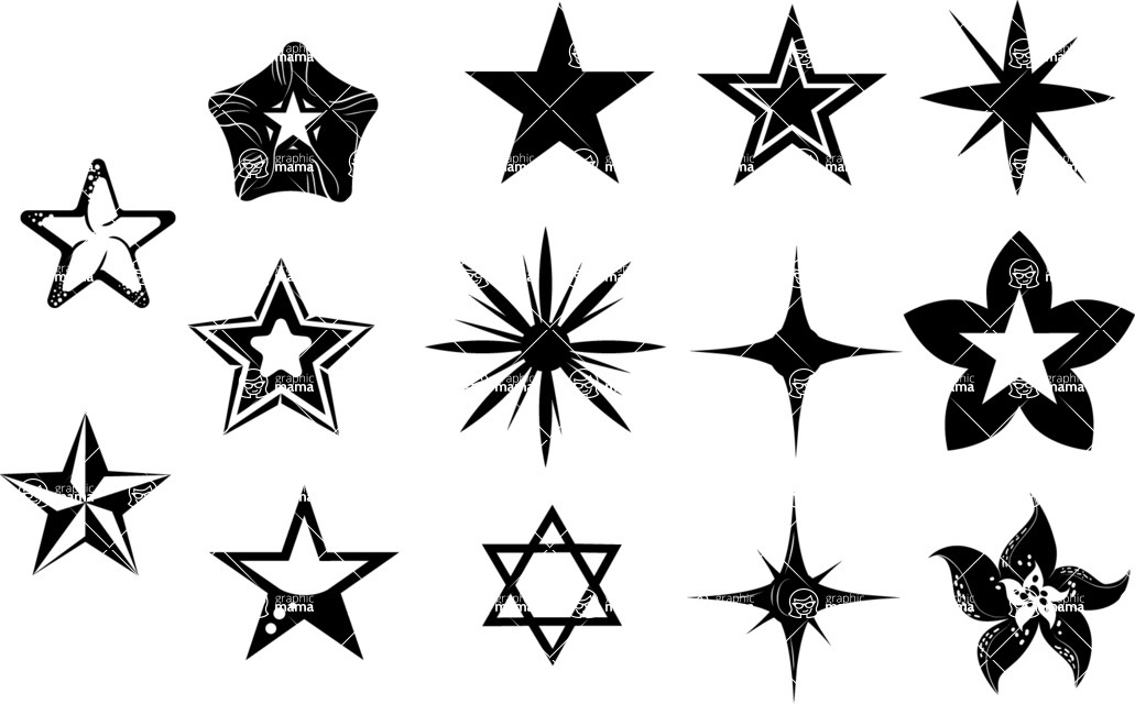 1000 Vector Silhouettes Mega Bundle Vector Star Silhouettes Set 